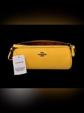 NWT Coach Nolita Barrel Bag Yellow Pebble Leather CP474